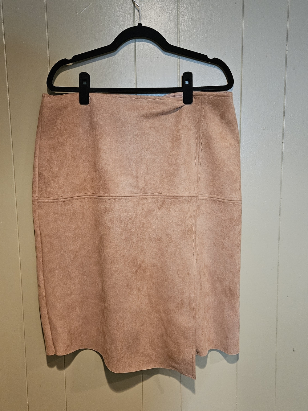 MarlaWynne Blush Pink Suede Pencil Skirt